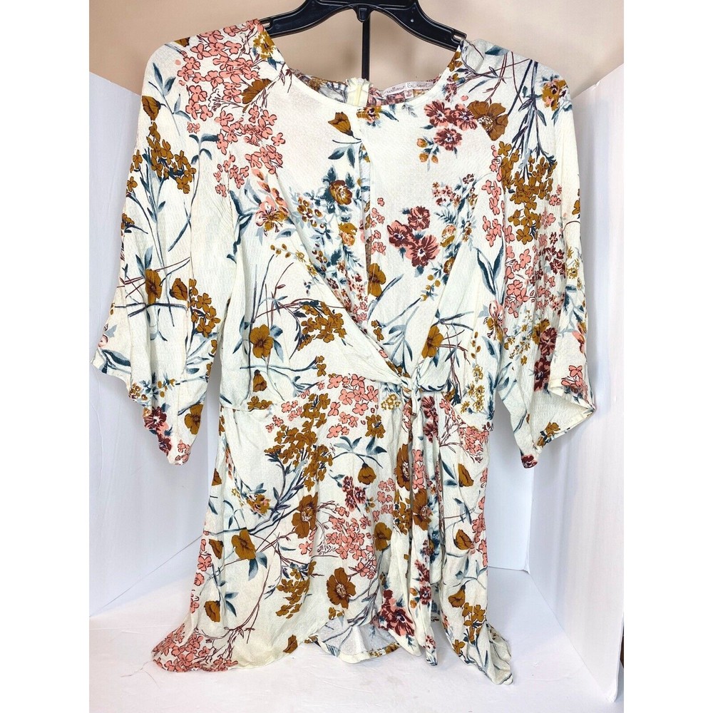 Willow & Root , Blouse, woman, sz. small, Ivory, Rust, Pink